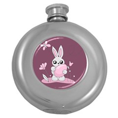 Easter Bunny  Round Hip Flask (5 Oz) by Valentinaart