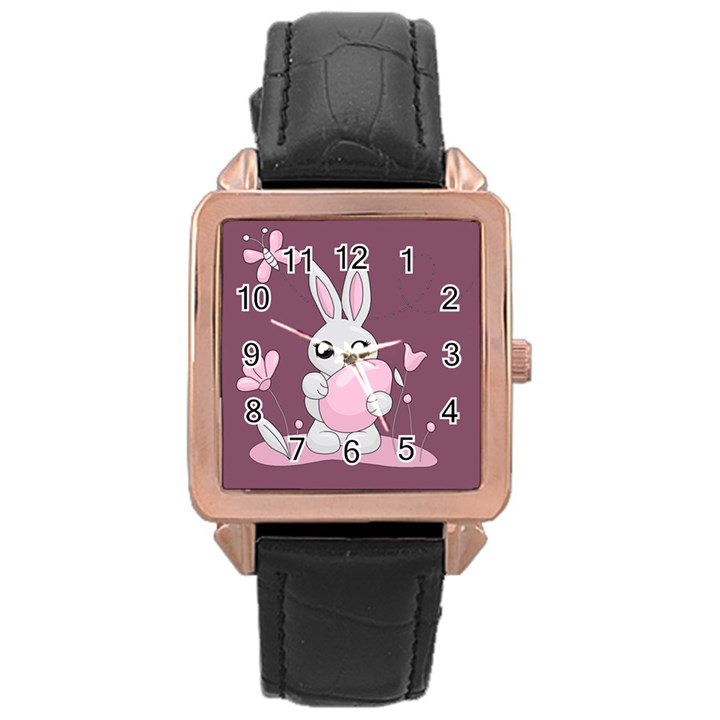 Easter bunny  Rose Gold Leather Watch 