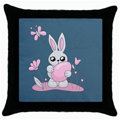 Easter Bunny  Throw Pillow Case (black) by Valentinaart