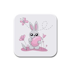 Easter Bunny  Rubber Square Coaster (4 Pack)  by Valentinaart