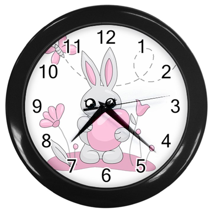 Easter bunny  Wall Clocks (Black)