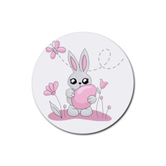 Easter bunny  Rubber Round Coaster (4 pack) 