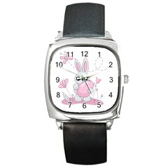 Easter Bunny  Square Metal Watch by Valentinaart