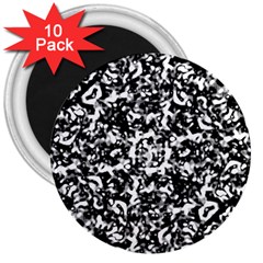 Black And White Abstract Texture 3  Magnets (10 Pack)  by dflcprints