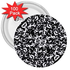 Black And White Abstract Texture 3  Buttons (100 Pack)  by dflcprints