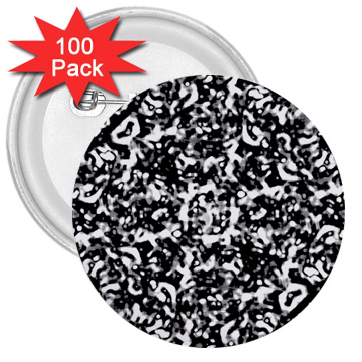 Black And White Abstract Texture 3  Buttons (100 pack) 