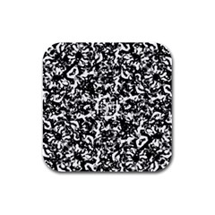 Black And White Abstract Texture Rubber Square Coaster (4 Pack)  by dflcprints