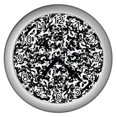 Black And White Abstract Texture Wall Clocks (silver)  by dflcprints