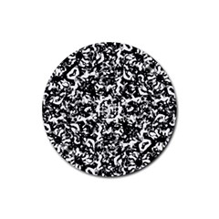 Black And White Abstract Texture Rubber Round Coaster (4 Pack) 