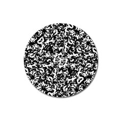 Black And White Abstract Texture Magnet 3  (round) by dflcprints