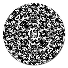 Black And White Abstract Texture Magnet 5  (round) by dflcprints