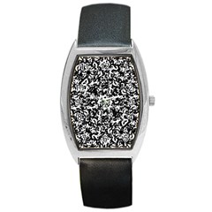 Black And White Abstract Texture Barrel Style Metal Watch by dflcprints