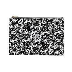 Black And White Abstract Texture Cosmetic Bag (large)  by dflcprints