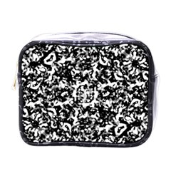 Black And White Abstract Texture Mini Toiletries Bags by dflcprints