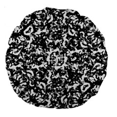 Black And White Abstract Texture Large 18  Premium Round Cushions