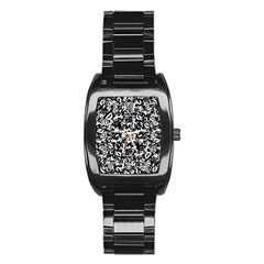 Black And White Abstract Texture Stainless Steel Barrel Watch by dflcprints