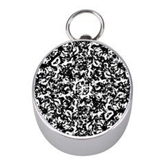 Black And White Abstract Texture Mini Silver Compasses by dflcprints