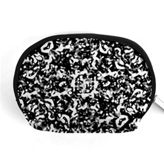 Black And White Abstract Texture Accessory Pouches (medium)  by dflcprints