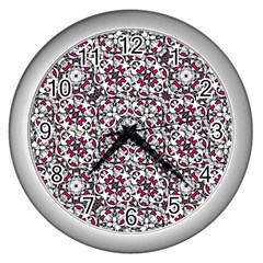 Boho Bold Vibrant Ornate Pattern Wall Clocks (silver)  by dflcprints