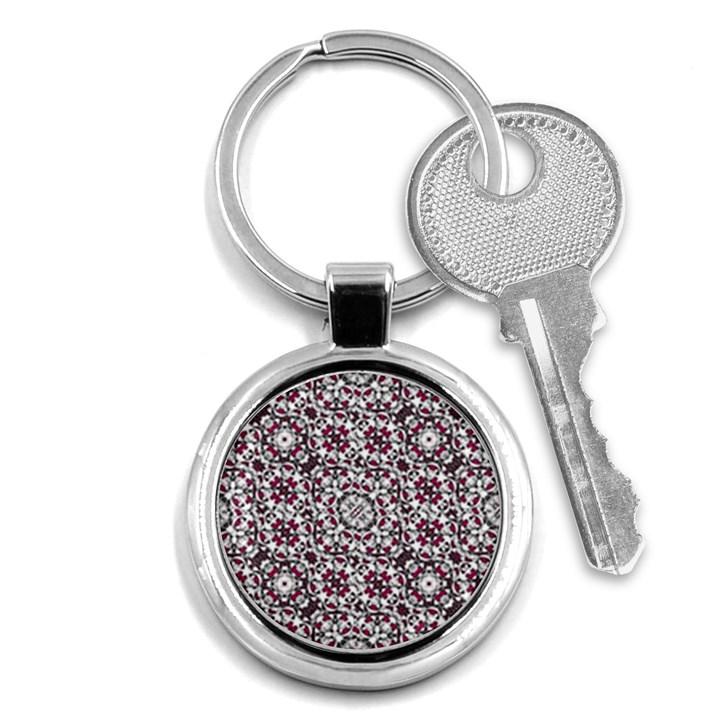 Boho Bold Vibrant Ornate Pattern Key Chains (Round) 