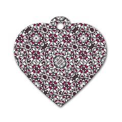 Boho Bold Vibrant Ornate Pattern Dog Tag Heart (two Sides) by dflcprints