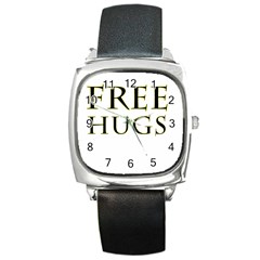 Freehugs Square Metal Watch by cypryanus