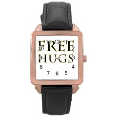 Freehugs Rose Gold Leather Watch  by cypryanus