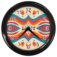 Symmetric Distorted Shapes                              Wall Clock (black) by LalyLauraFLM