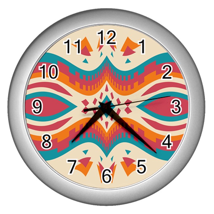 Symmetric distorted shapes                              Wall Clock (Silver)