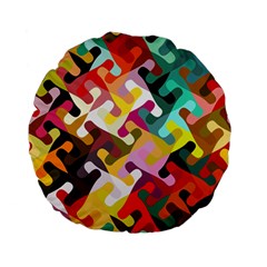 Colorful Shapes                         Standard 15  Premium Flano Round Cushion by LalyLauraFLM