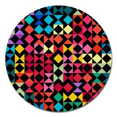 Colorful Rhombus And Triangles                                Magnet 5  (round) by LalyLauraFLM