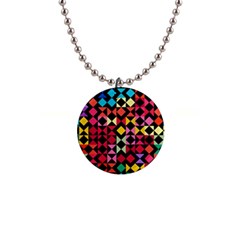 Colorful Rhombus And Triangles                                1  Button Necklace by LalyLauraFLM