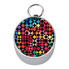 Colorful Rhombus And Triangles                                Silver Compass (mini) by LalyLauraFLM