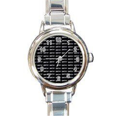 Bored Comic Style Word Pattern Round Italian Charm Watch by dflcprints