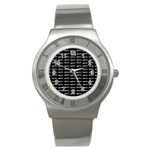 Bored Comic Style Word Pattern Stainless Steel Watch Front