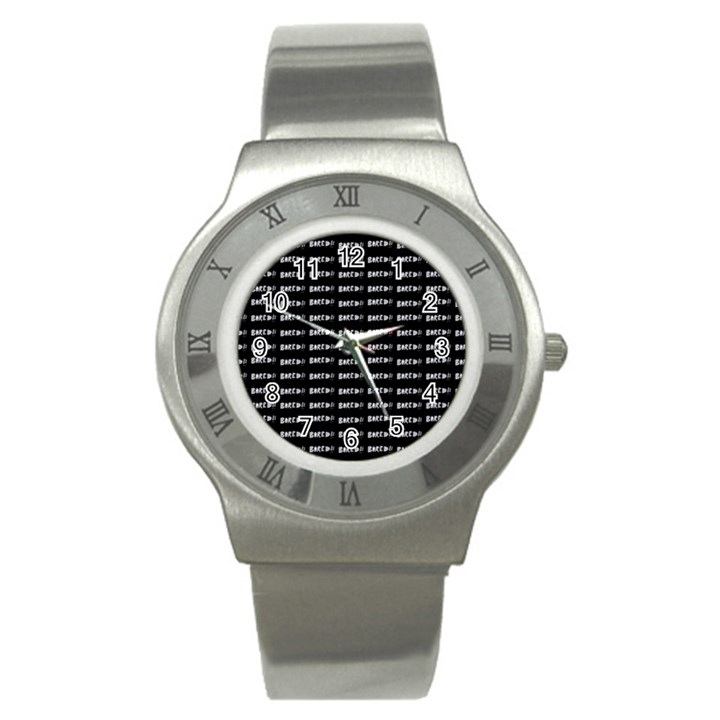 Bored Comic Style Word Pattern Stainless Steel Watch