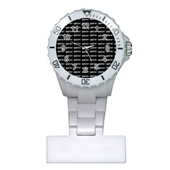 Bored Comic Style Word Pattern Plastic Nurses Watch by dflcprints