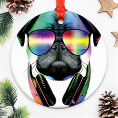 Dj Pug Cool Dog Ornament (round) by alexamerch