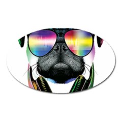 Dj Pug Cool Dog Oval Magnet