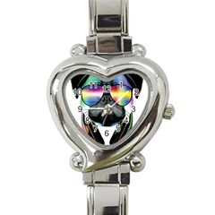 Dj Pug Cool Dog Heart Italian Charm Watch by alexamerch