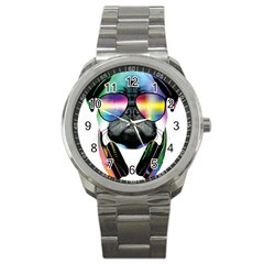 Dj Pug Cool Dog Sport Metal Watch by alexamerch