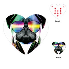 Dj Pug Cool Dog Playing Cards (heart)  by alexamerch