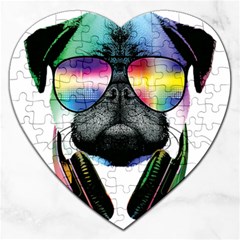 Dj Pug Cool Dog Jigsaw Puzzle (heart) by alexamerch