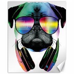 Dj Pug Cool Dog Canvas 11  X 14   by alexamerch