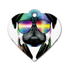 Dj Pug Cool Dog Dog Tag Heart (two Sides) by alexamerch