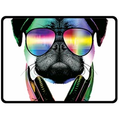 Dj Pug Cool Dog Fleece Blanket (large) 