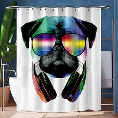 Dj Pug Cool Dog Shower Curtain 60  X 72  (medium)  by alexamerch