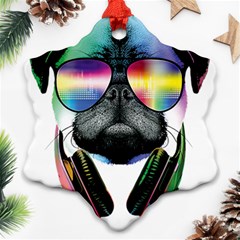 Dj Pug Cool Dog Ornament (snowflake) by alexamerch