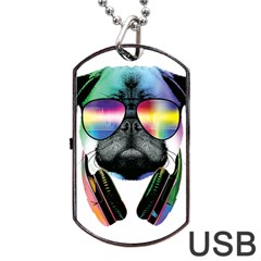 Dj Pug Cool Dog Dog Tag Usb Flash (two Sides)