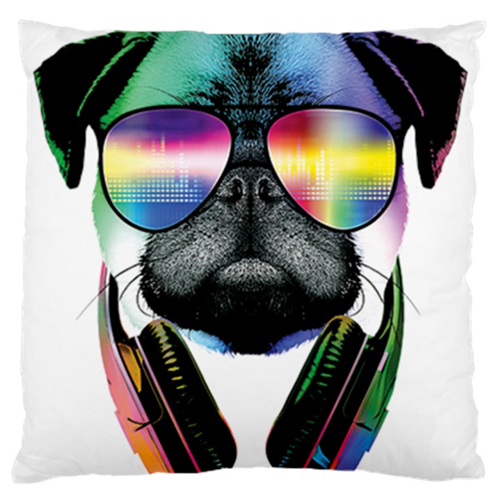 Dj Pug Cool Dog Large Cushion Case (One Side)